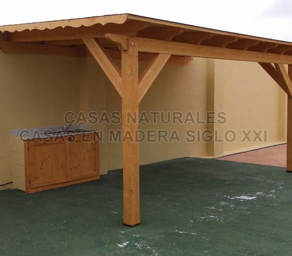 Pérgola adosada a pared